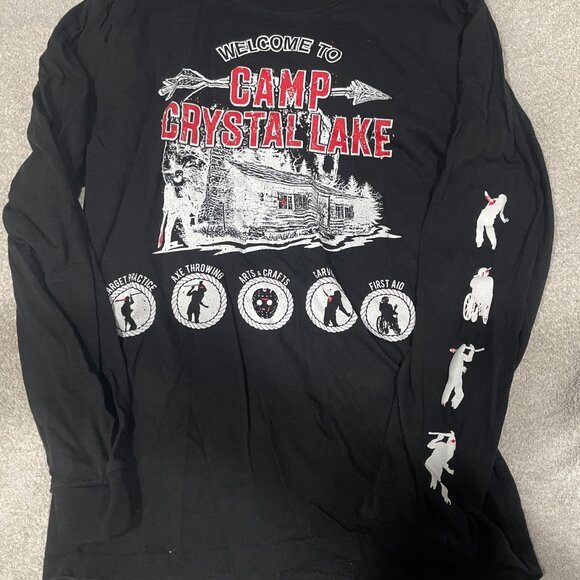 Friday the 13th Welcome to Crystal Lake T-shirt Jason Long Sleeve Black Small - Picture 1 of 4